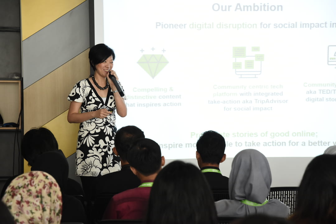 Rebecca Lim, Head of Our Better World, explained how storytelling can be used to create social impact with our young social entrepreneurs