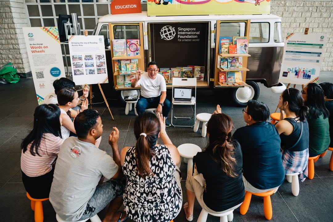 A mockup of the SIF’s direct service literary programme in Indonesia and Vietnam – Words on Wheels –  was also used by social enterprise Society Staples to conduct sign language workshops