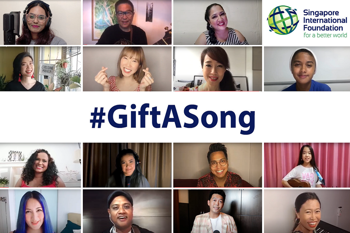 compilation of screengrabs of 15 artistes who sang for Gift A Song project